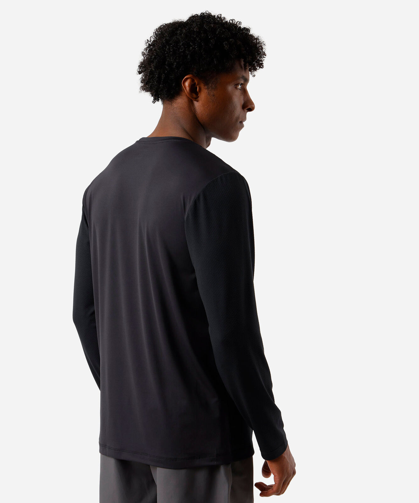 camiseta masculina manga longa slim recorte preta