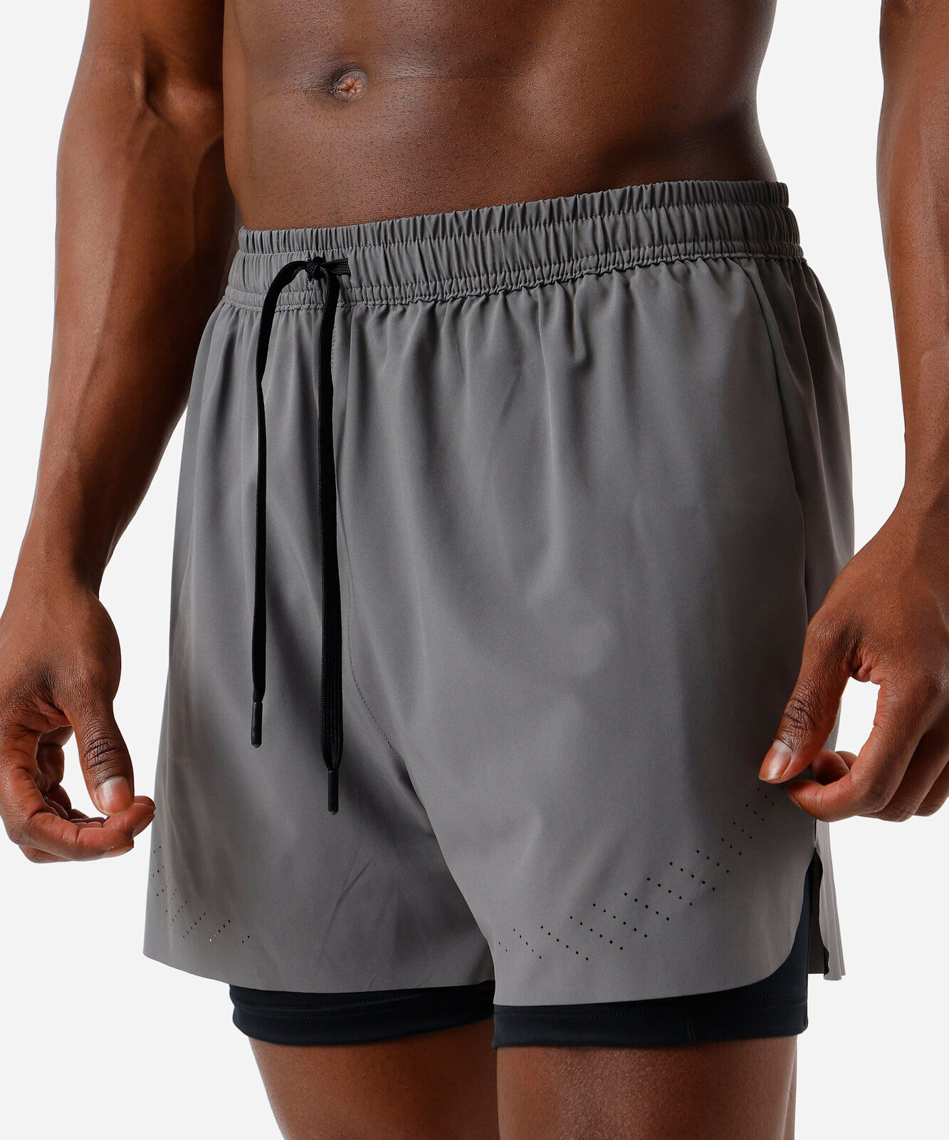 short masculino esportivo com compressão cinza