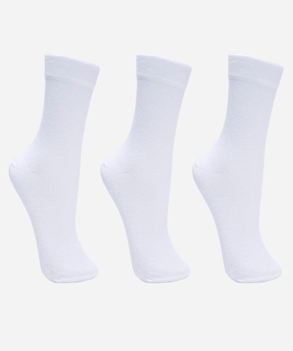 kit de 3 meias cano alto  branco