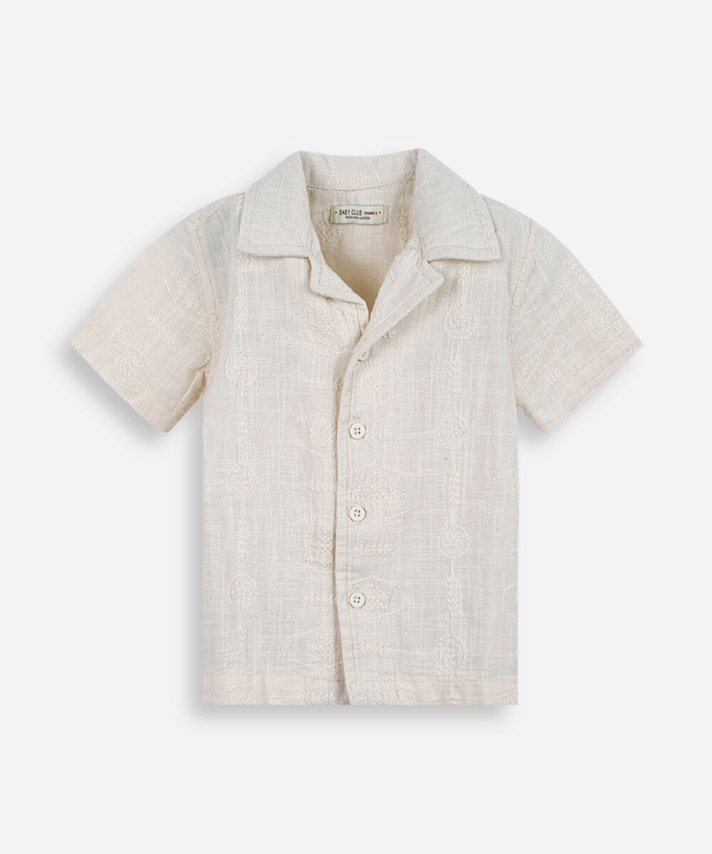 camisa infantil de algodão bege