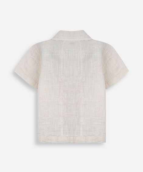 camisa infantil de algodão bege