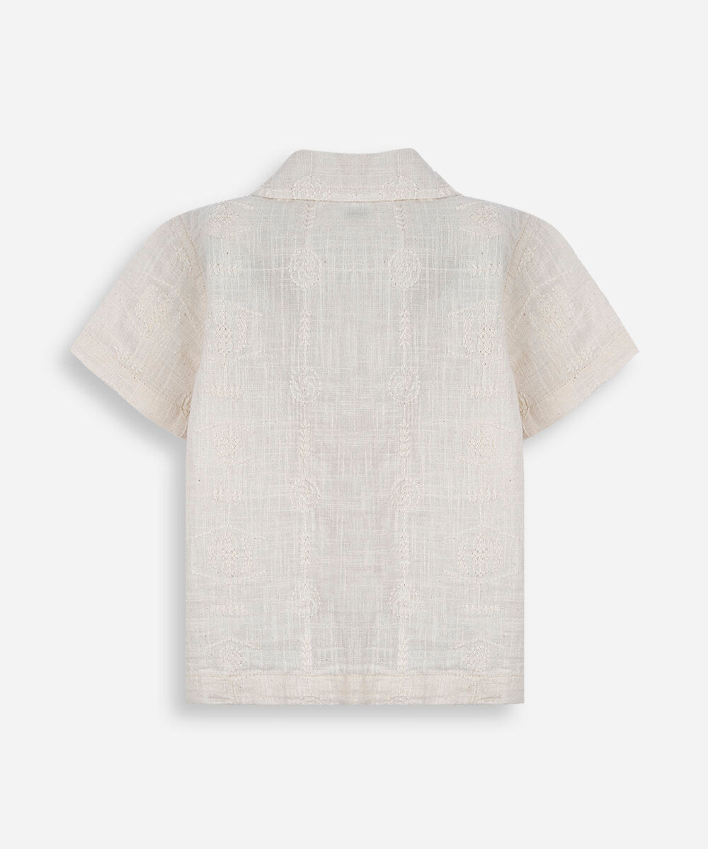 camisa infantil de algodão bege