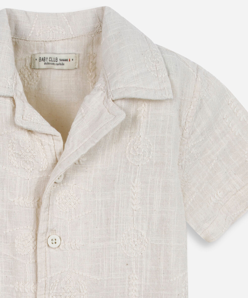 camisa infantil de algodão bege