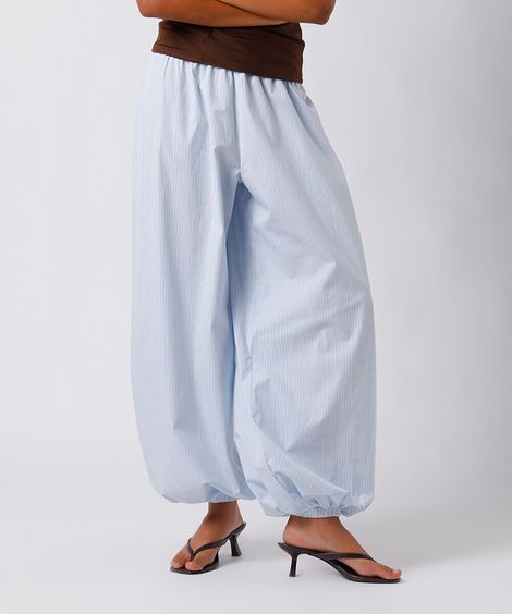calça aladim feminina de algodão listrada mindset azul