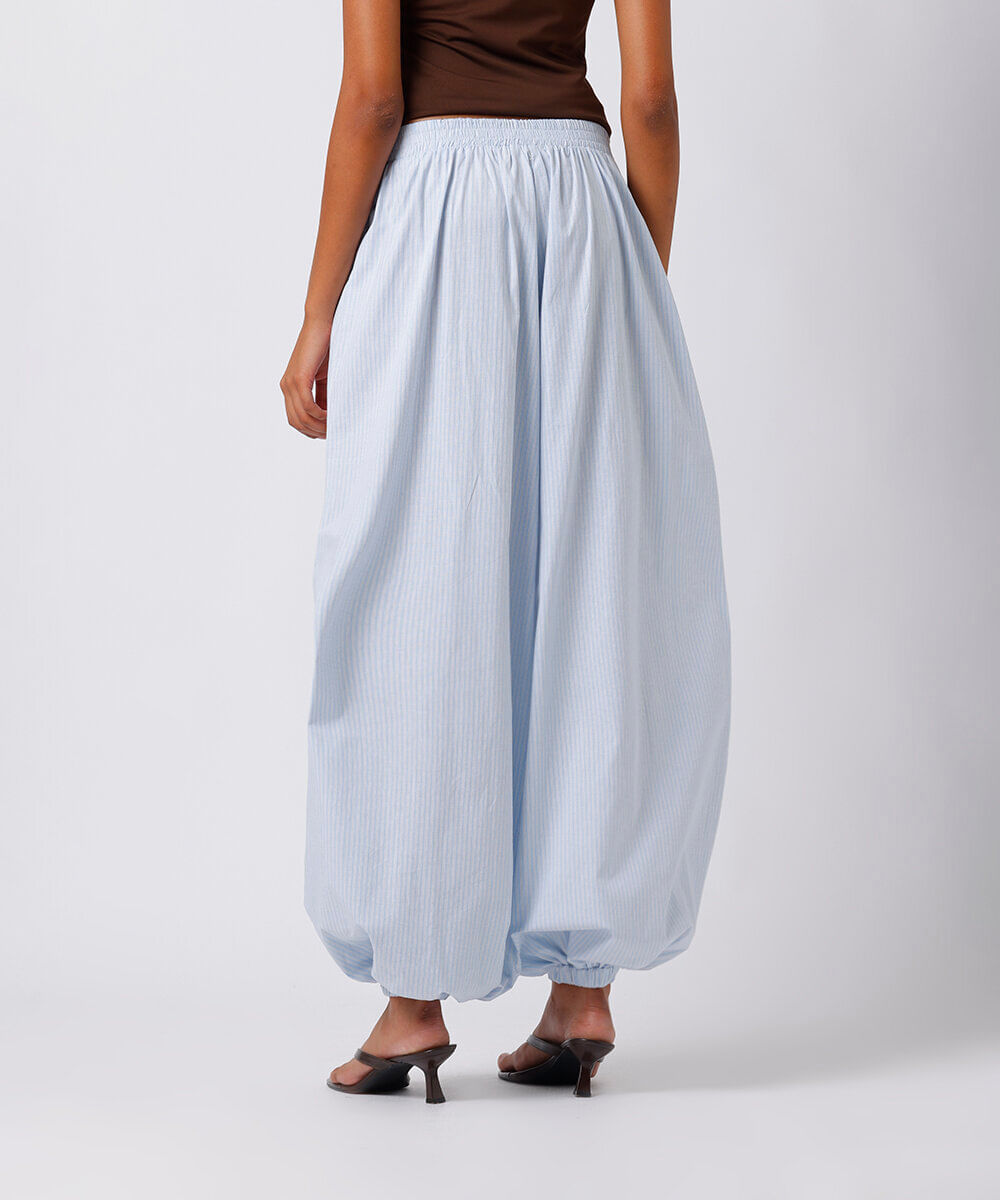 calça aladim feminina de algodão listrada mindset azul