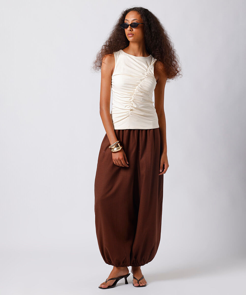 regata feminina franzida mindset off white