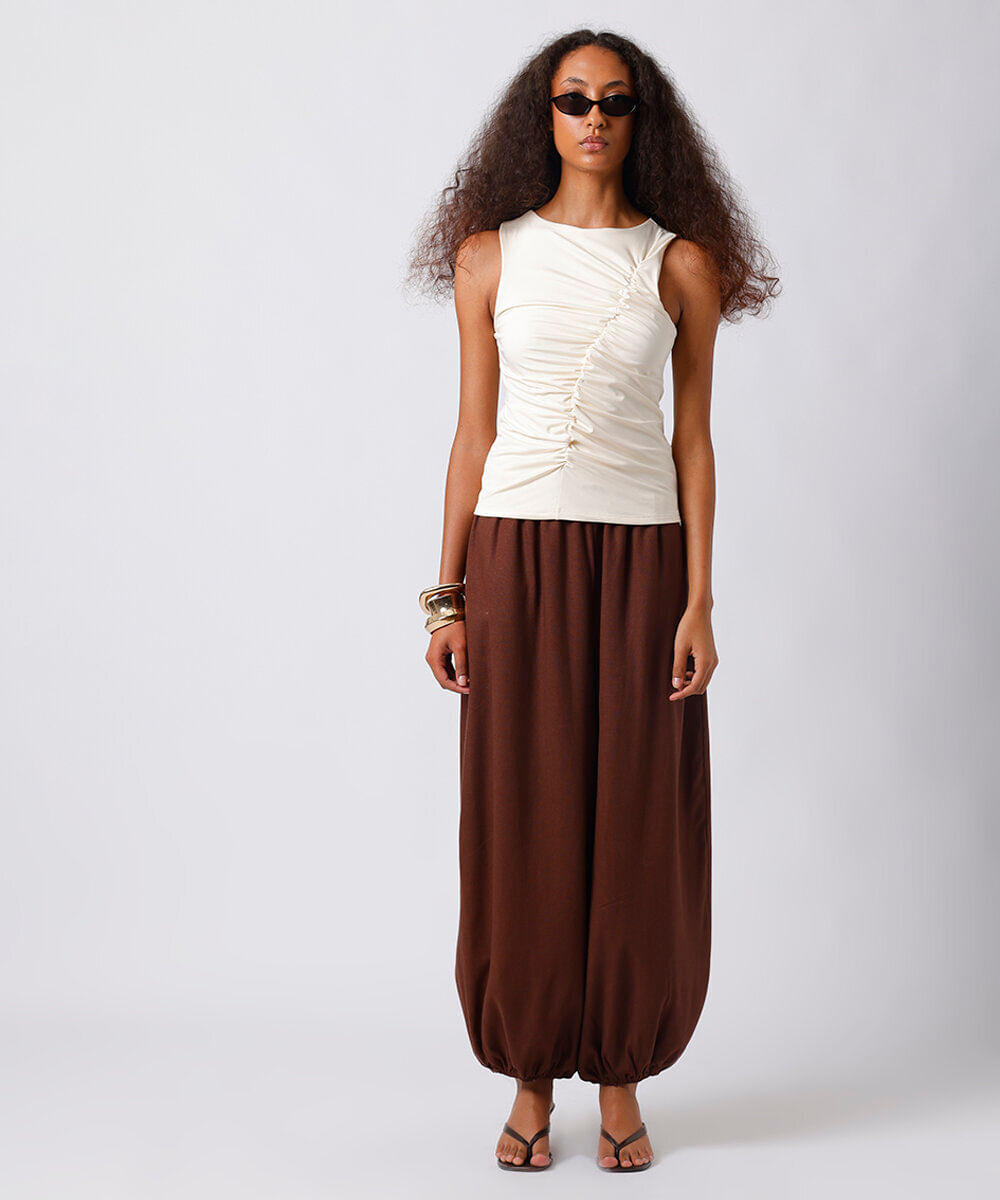 calça aladim feminina com linho mindset marrom