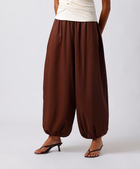 calça aladim feminina com linho mindset marrom