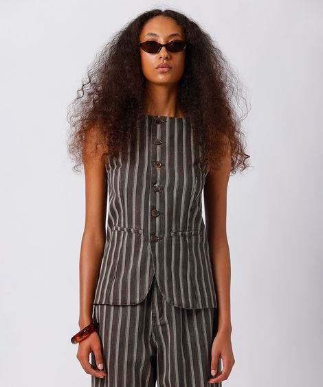 colete feminino de sarja listrado mindset colorido