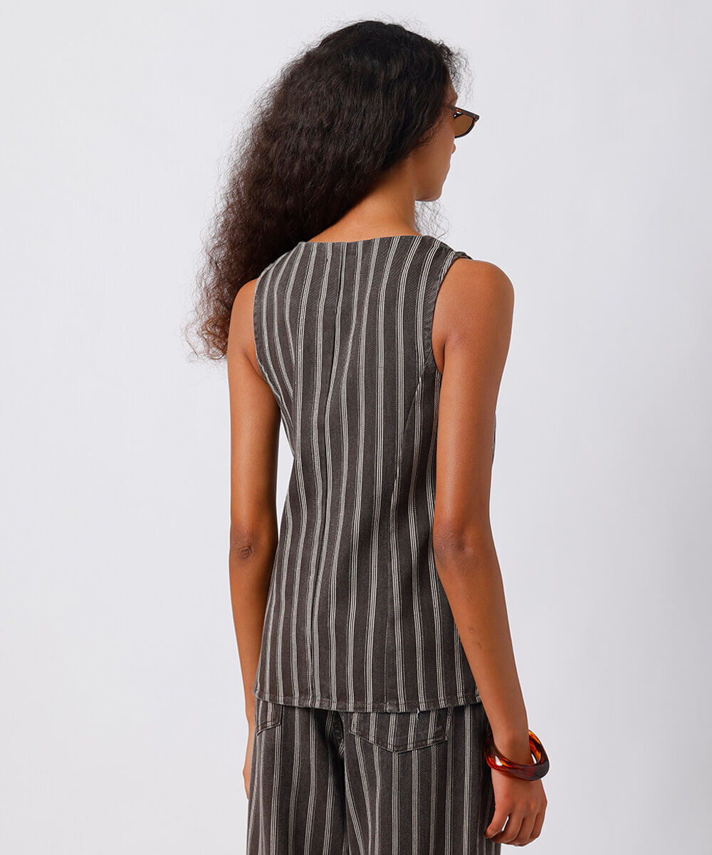 colete feminino de sarja listrado mindset colorido