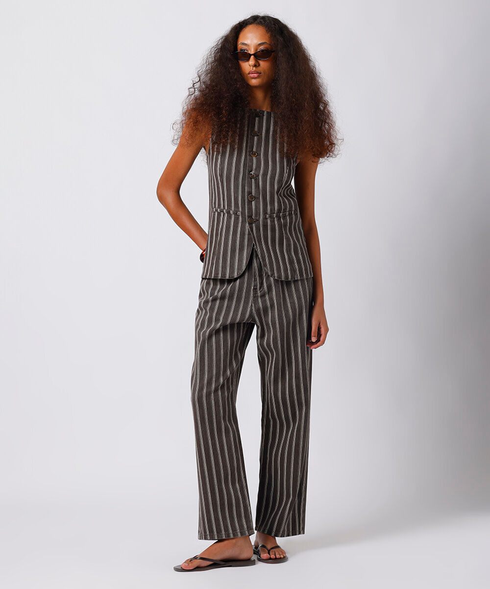 colete feminino de sarja listrado mindset colorido