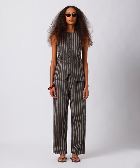 calça copenhagen feminina de sarja listrada mindset colorida