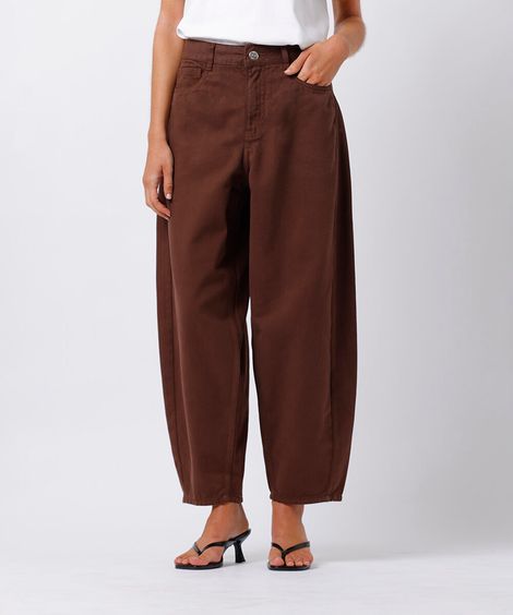 calça balloon feminina de sarja mindset marrom