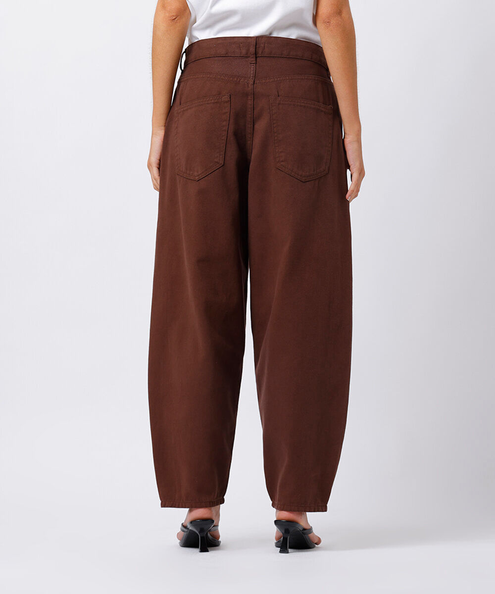calça balloon feminina de sarja mindset marrom