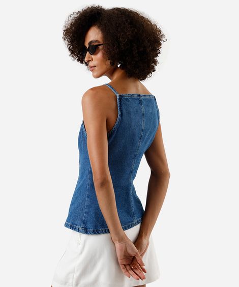 colete alça fina feminino jeans azul
