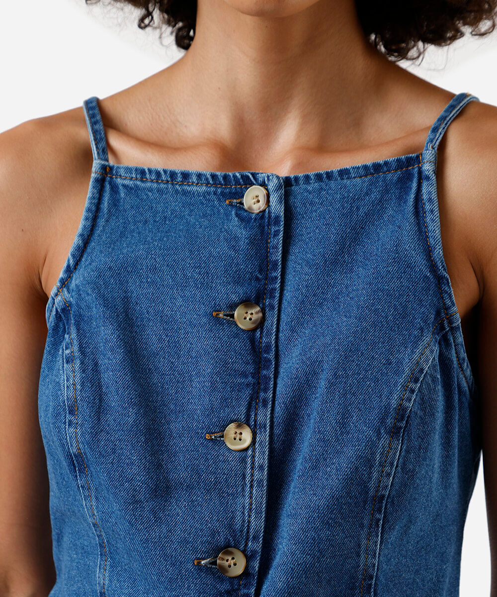 colete alça fina feminino jeans azul