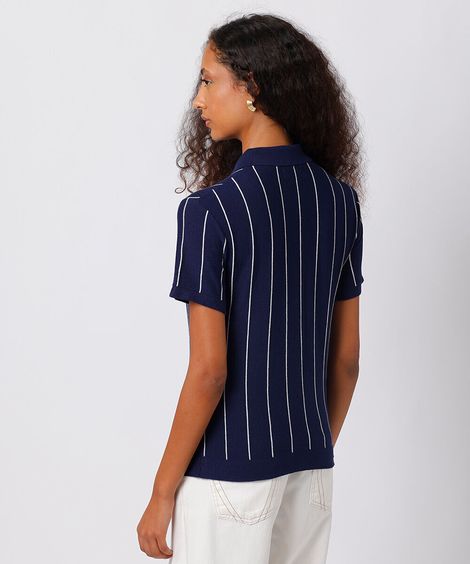 polo feminina de tricot listrada mindset colorida