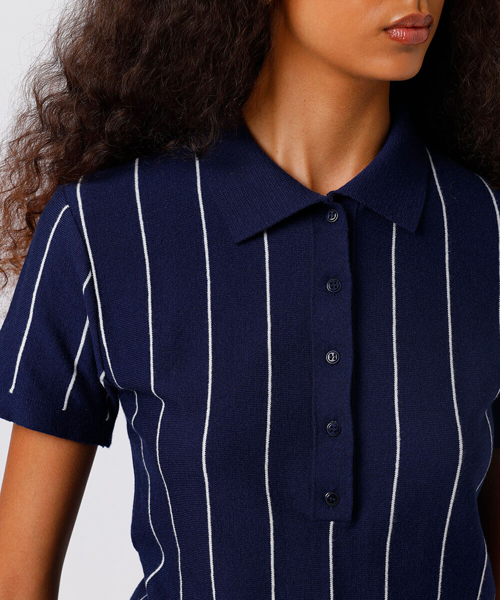 polo feminina de tricot listrada mindset colorida