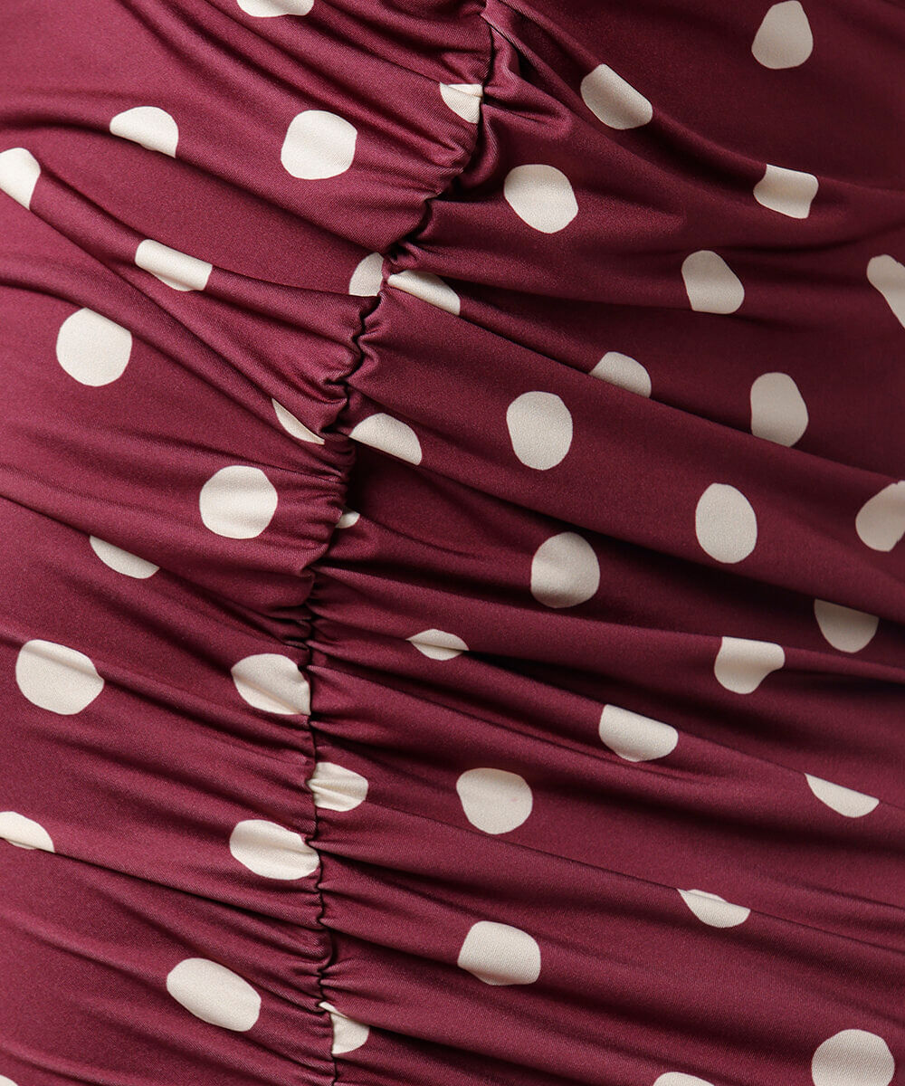 vestido curto feminino franzido poá mindset vinho