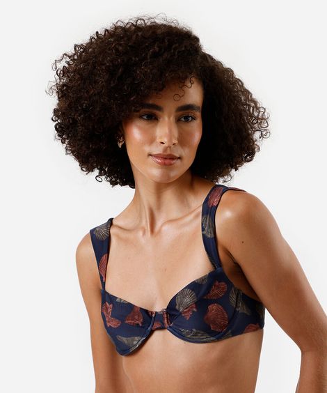 biquíni top meia taça feminino estampado azul