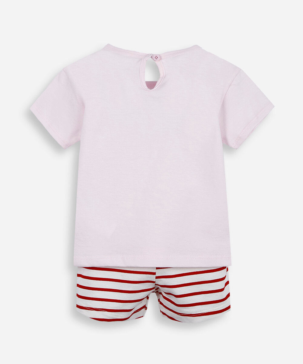 conjunto infantil de algodão cereja rosa