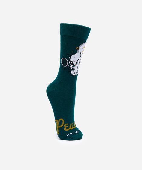 meia cano longo snoopy verde