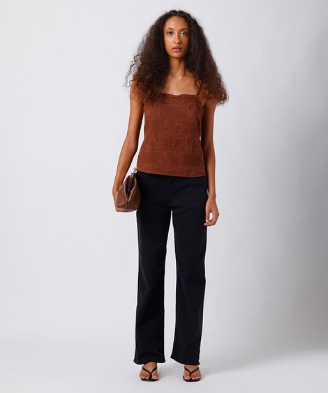 calça new york feminina de sarja mindset preta