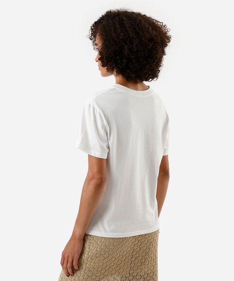 camiseta feminina de algodão bordada off white