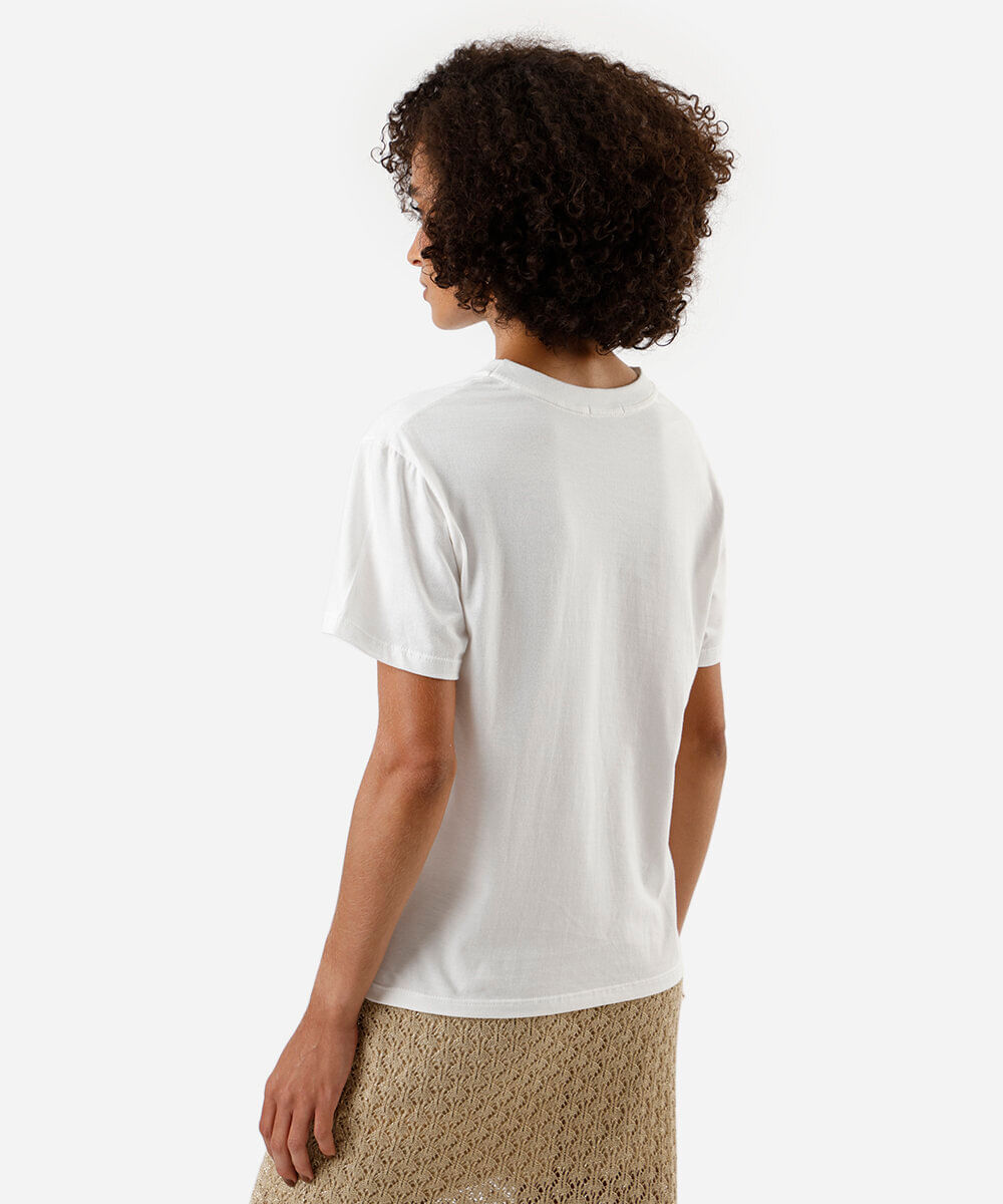 camiseta feminina de algodão bordada off white