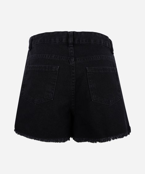 short juvenil infantil com laços bordados preto