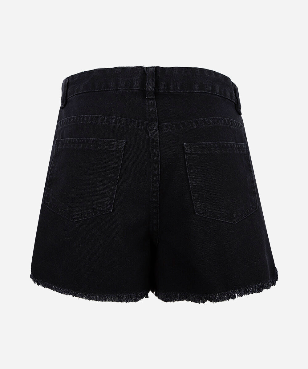 short juvenil infantil com laços bordados preto