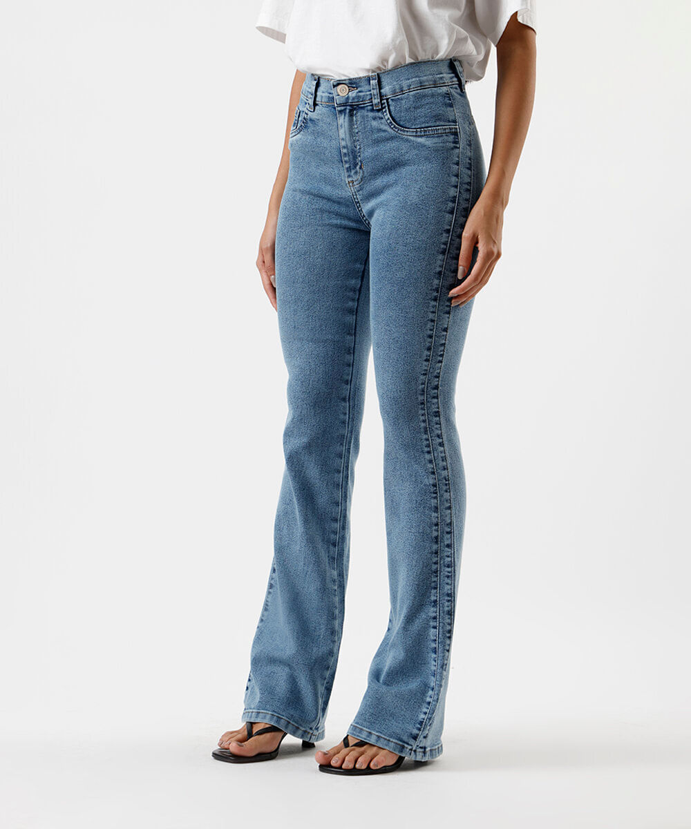 calça boot cut feminina jeans sawary azul