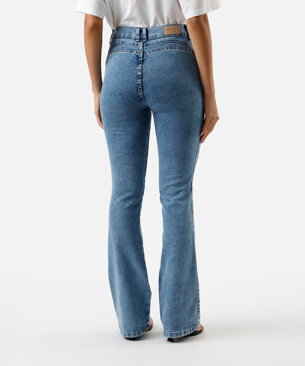 calça boot cut feminina jeans sawary azul