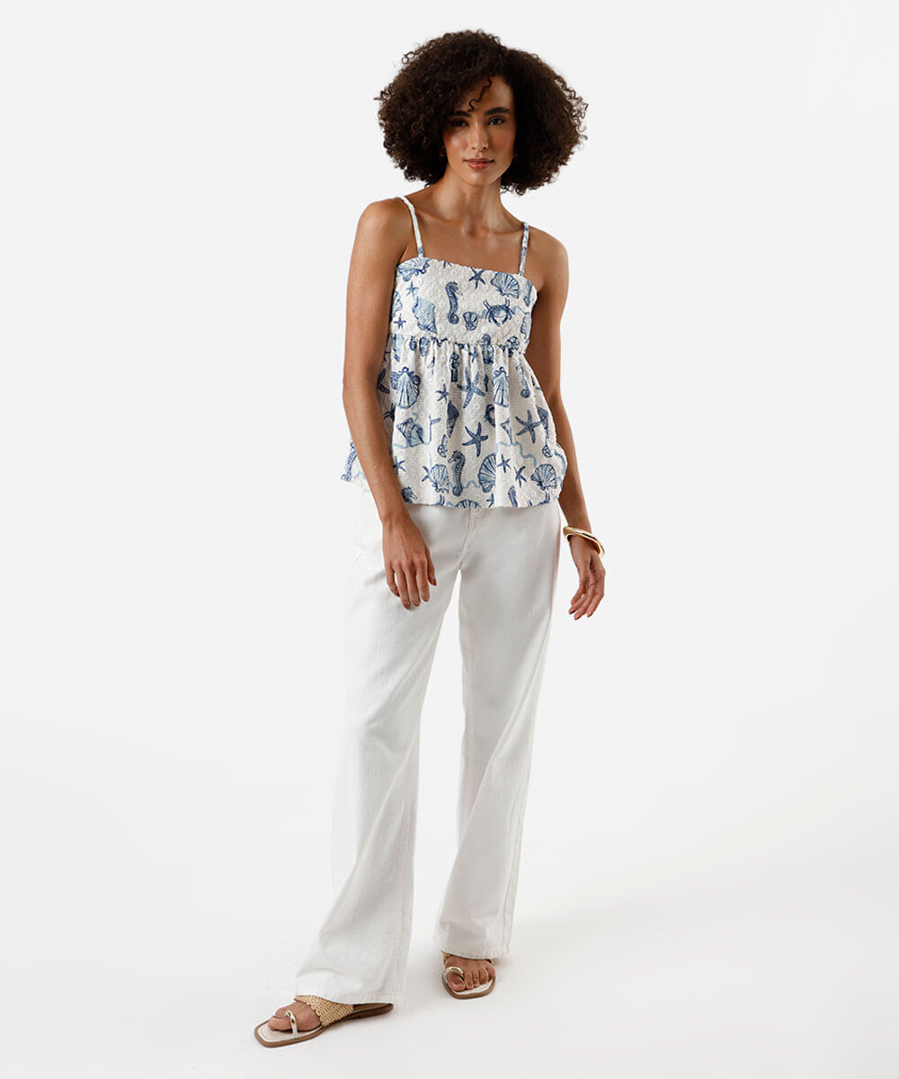 bata feminina de laise estampada off white