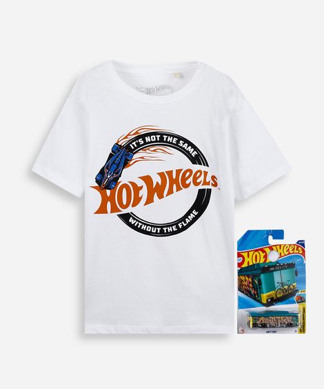 camiseta infantil de algodão com mangas curtas off white