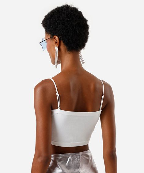 top faixa feminino com strass e alças removíveis off white