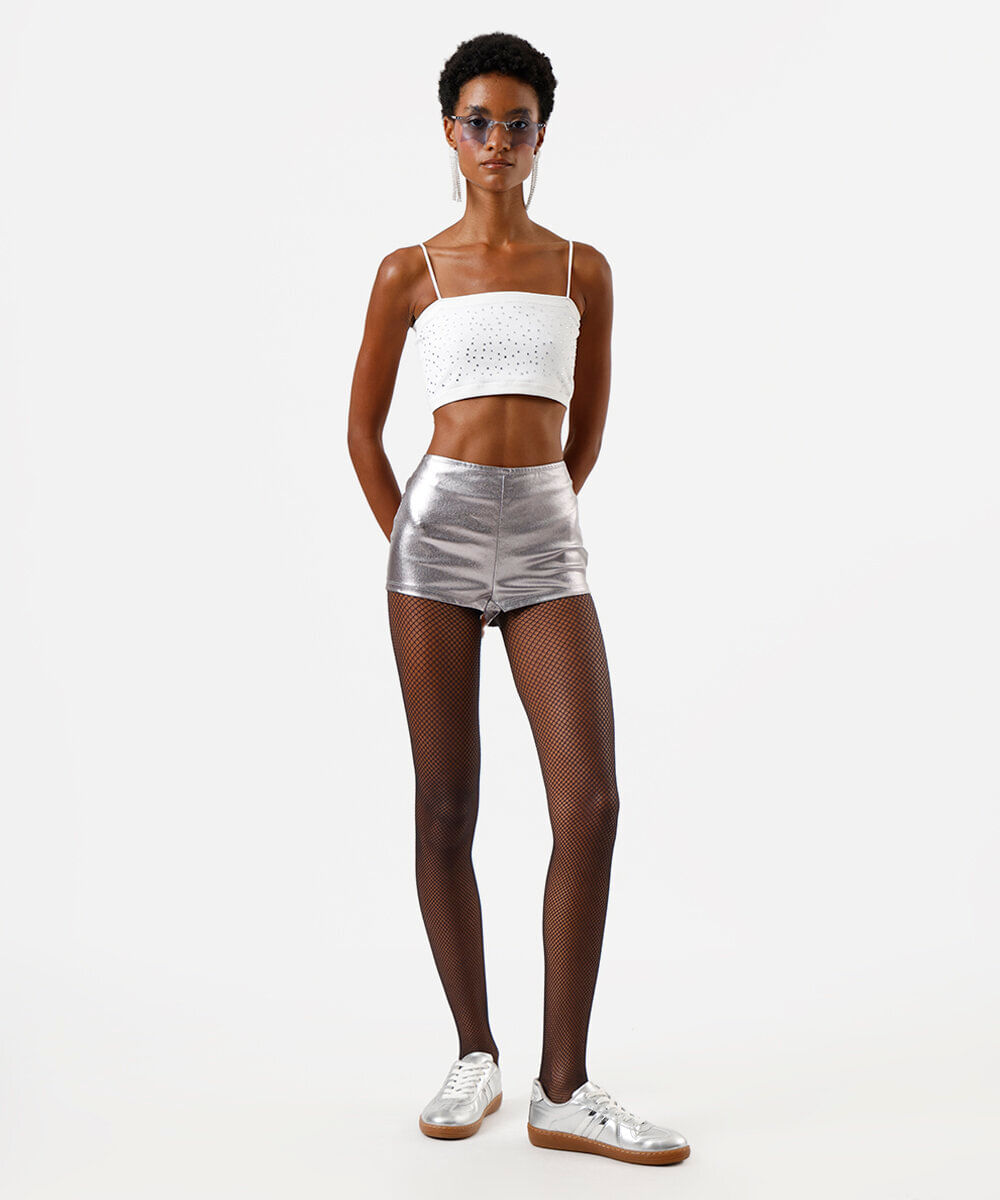 top faixa feminino com strass e alças removíveis off white
