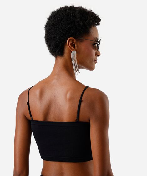 top faixa feminino com strass e alças removíveis preto