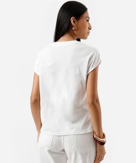 camiseta feminina de algodão estampada off white