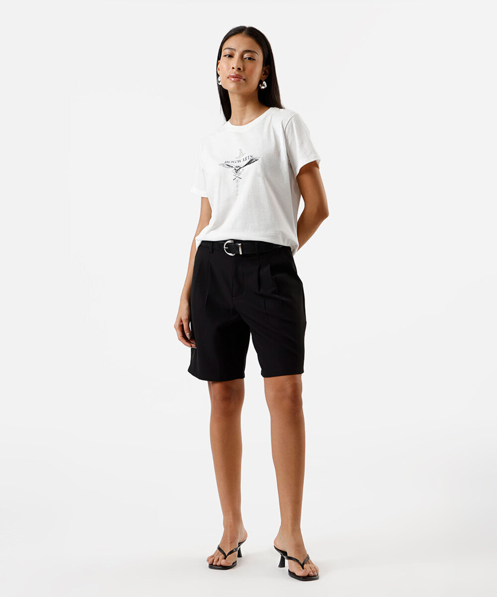 camiseta feminina de algodão harry potter off white