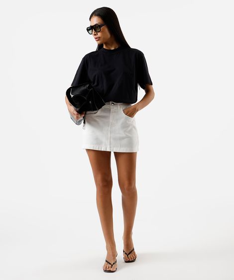 minissaia feminina de sarja off white