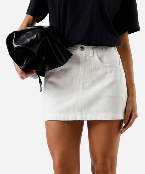 minissaia feminina de sarja off white