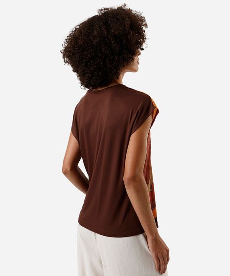 blusa feminina de viscose folhagens vinho