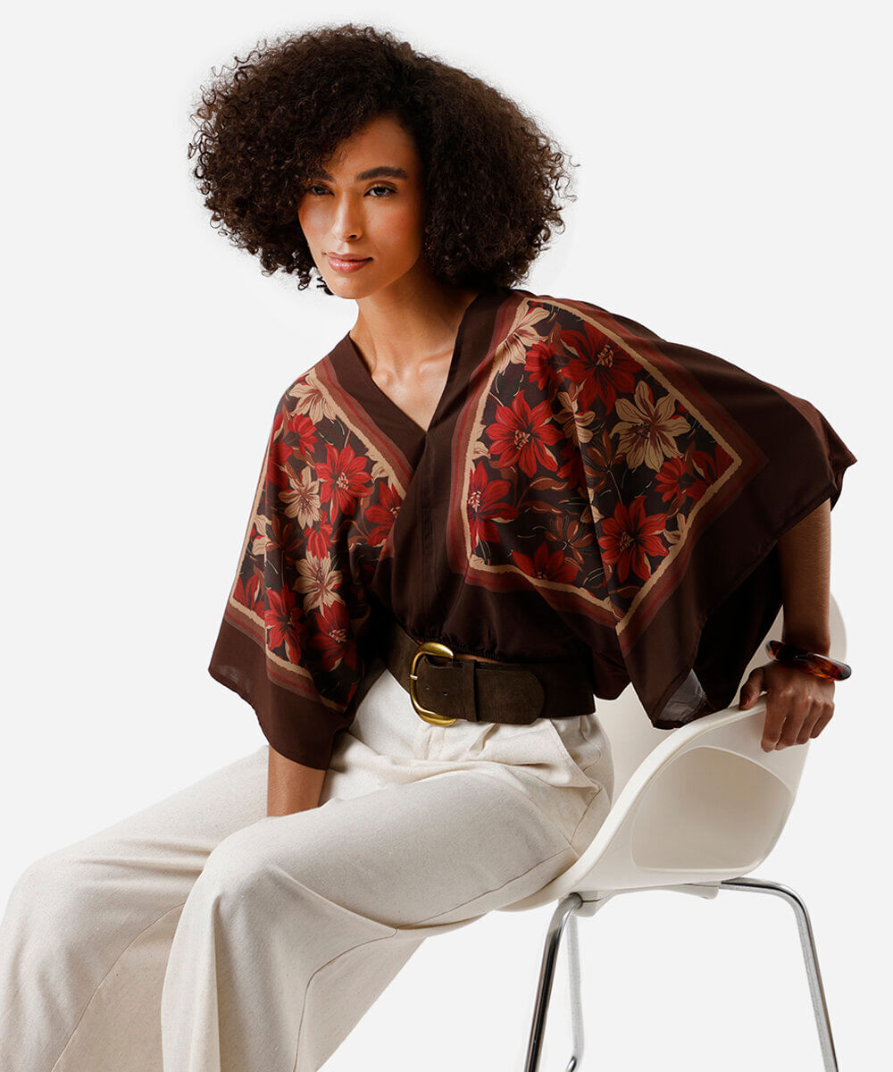 bata feminina floral marrom