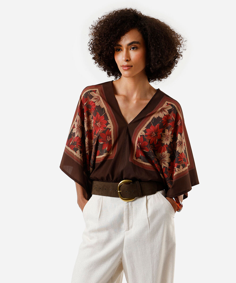 bata feminina floral marrom