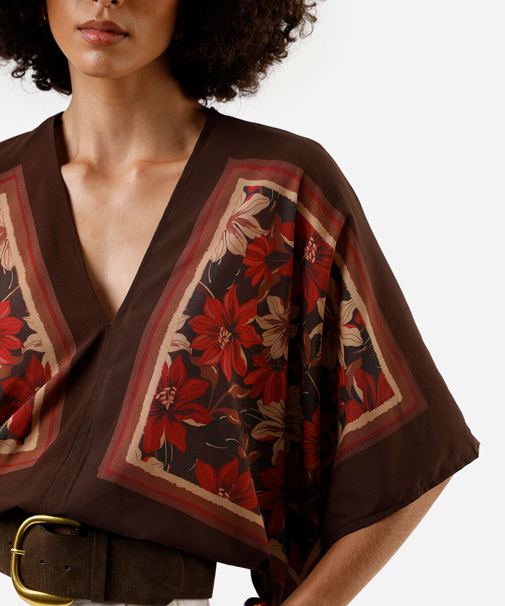 bata feminina floral marrom