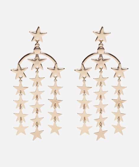 brinco longo com estrelas dourado
