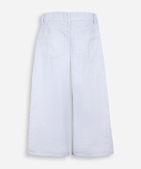 calça wide leg infantil com corações bordados branco