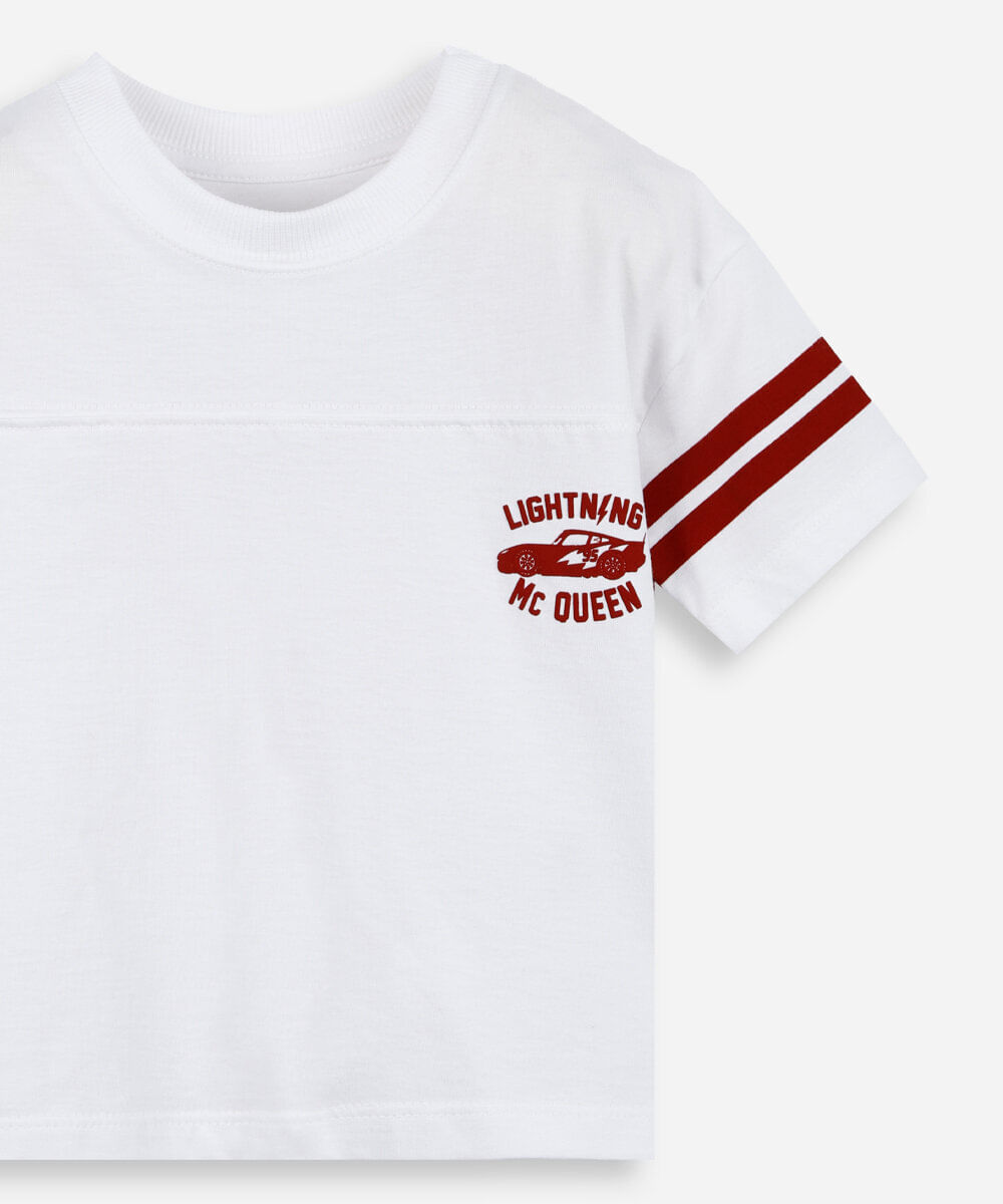 camiseta infantil de algodão com listras off white