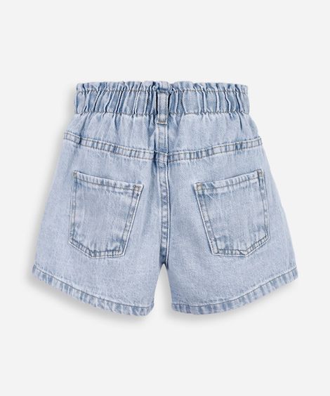 short clochard infantil de algodão com bordados azul